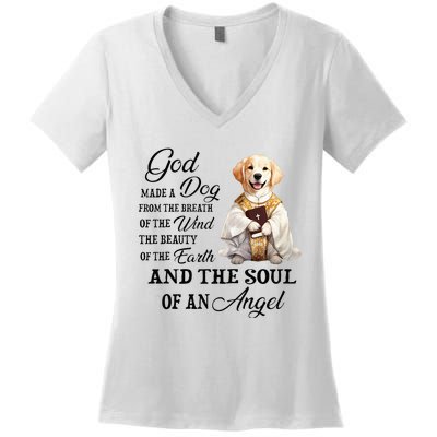 God made a dog from the breath of the wind Women's V-Neck T-Shirt