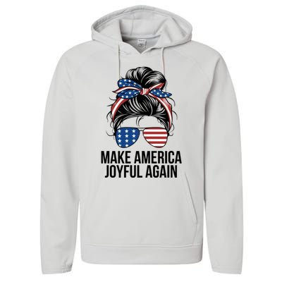 Girl Make America Joyful Again Kamala Harris Tim Walz Waltz 2024 Joyful Warriors Performance Fleece Hoodie