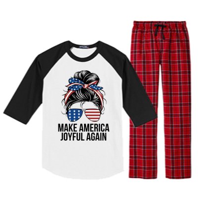 Girl Make America Joyful Again Kamala Harris Tim Walz Waltz 2024 Joyful Warriors Raglan Sleeve Pajama Set