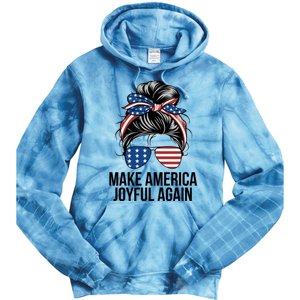 Girl Make America Joyful Again Kamala Harris Tim Walz Waltz 2024 Joyful Warriors Tie Dye Hoodie