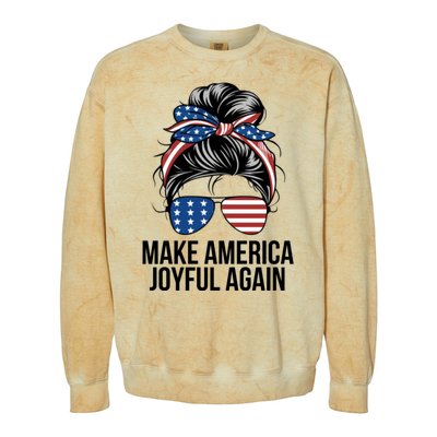 Girl Make America Joyful Again Kamala Harris Tim Walz Waltz 2024 Joyful Warriors Colorblast Crewneck Sweatshirt