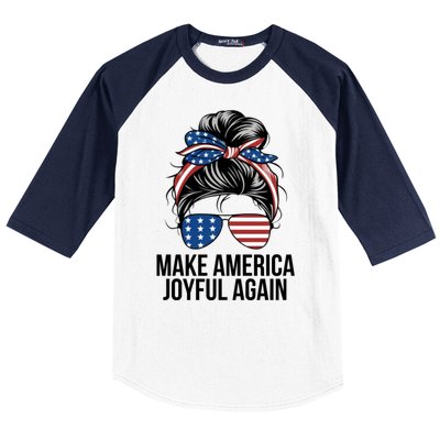 Girl Make America Joyful Again Kamala Harris Tim Walz Waltz 2024 Joyful Warriors Baseball Sleeve Shirt