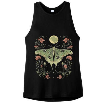 Goblincore Moth And Butterfly Moonphases Flowers Cottagecore Ladies PosiCharge Tri-Blend Wicking Tank