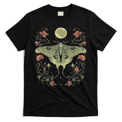 Goblincore Moth And Butterfly Moonphases Flowers Cottagecore T-Shirt
