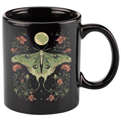 Goblincore Moth And Butterfly Moonphases Flowers Cottagecore 11oz C Handle Ceramic Mug