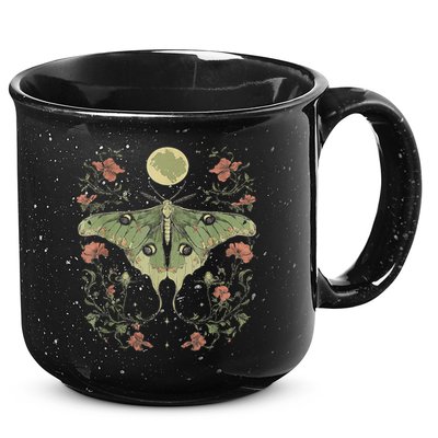 Goblincore Moth And Butterfly Moonphases Flowers Cottagecore 15oz Campfire Ceramic Mug
