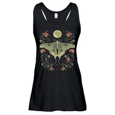 Goblincore Moth And Butterfly Moonphases Flowers Cottagecore Ladies Essential Flowy Tank