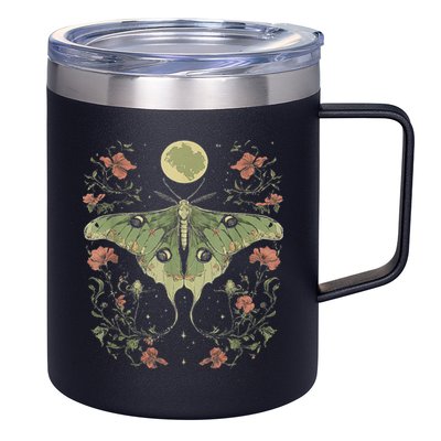 Goblincore Moth And Butterfly Moonphases Flowers Cottagecore 12oz Stainless Steel Coffee Mug