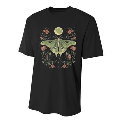 Goblincore Moth And Butterfly Moonphases Flowers Cottagecore Youth Performance Sprint T-Shirt