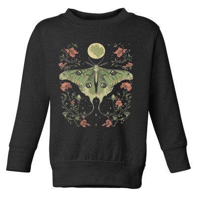 Goblincore Moth And Butterfly Moonphases Flowers Cottagecore Toddler Sweatshirt
