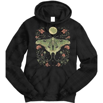 Goblincore Moth And Butterfly Moonphases Flowers Cottagecore Tie Dye Hoodie