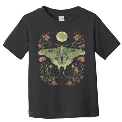 Goblincore Moth And Butterfly Moonphases Flowers Cottagecore Toddler T-Shirt