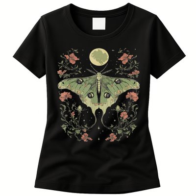 Goblincore Moth And Butterfly Moonphases Flowers Cottagecore Womens T-Shirt