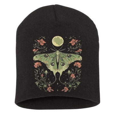 Goblincore Moth And Butterfly Moonphases Flowers Cottagecore Short Acrylic Beanie