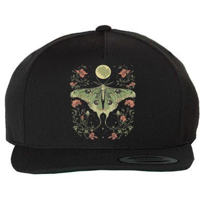 Goblincore Moth And Butterfly Moonphases Flowers Cottagecore Wool Snapback Cap
