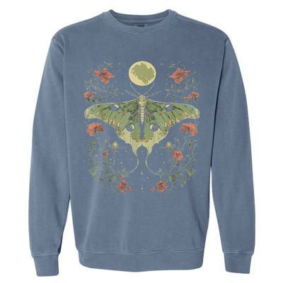 Goblincore Moth And Butterfly Moonphases Flowers Cottagecore Garment-Dyed Sweatshirt