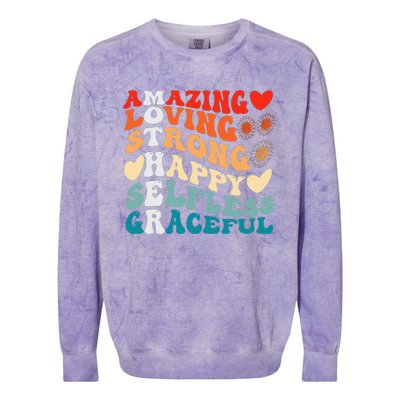 Groovy Mother Amazing Loving Strong Happy Selfless Graceful Colorblast Crewneck Sweatshirt