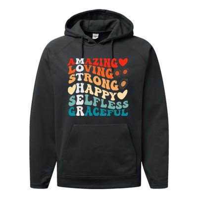 Groovy Mother Amazing Loving Strong Happy Selfless Graceful Performance Fleece Hoodie