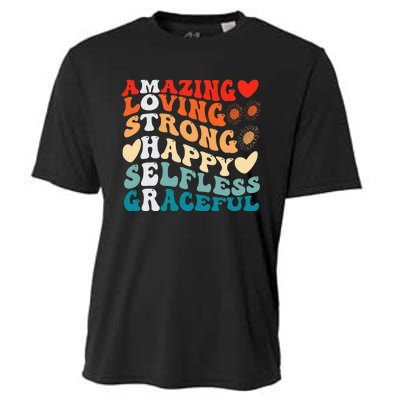 Groovy Mother Amazing Loving Strong Happy Selfless Graceful Cooling Performance Crew T-Shirt