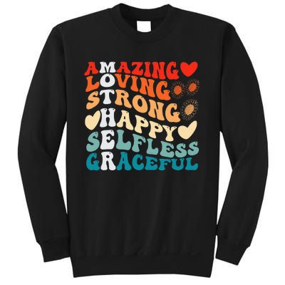 Groovy Mother Amazing Loving Strong Happy Selfless Graceful Sweatshirt