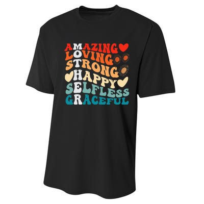 Groovy Mother Amazing Loving Strong Happy Selfless Graceful Performance Sprint T-Shirt