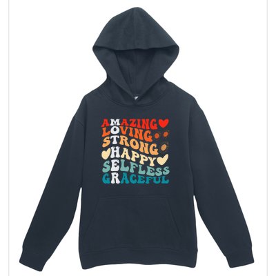 Groovy Mother Amazing Loving Strong Happy Selfless Graceful Urban Pullover Hoodie