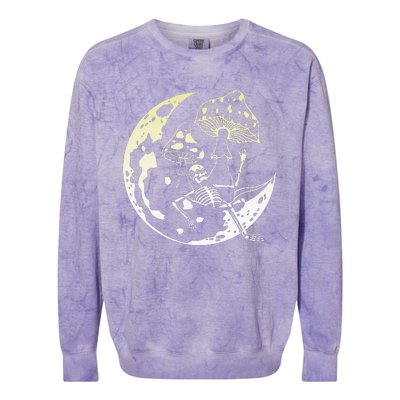 Goblincore Moon Aesthetic Mushroom Skeleton Colorblast Crewneck Sweatshirt