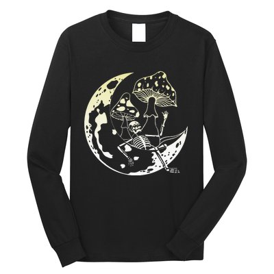 Goblincore Moon Aesthetic Mushroom Skeleton Long Sleeve Shirt