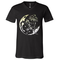 Goblincore Moon Aesthetic Mushroom Skeleton V-Neck T-Shirt