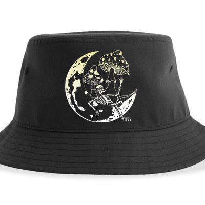 Goblincore Moon Aesthetic Mushroom Skeleton Sustainable Bucket Hat