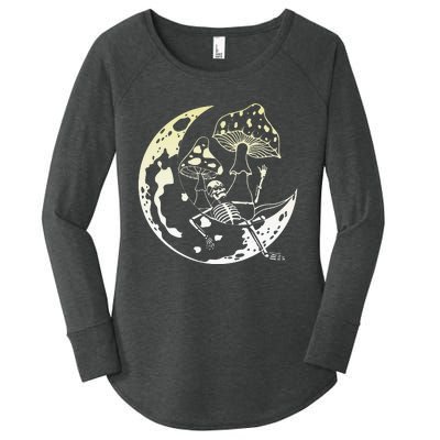 Goblincore Moon Aesthetic Mushroom Skeleton Women's Perfect Tri Tunic Long Sleeve Shirt