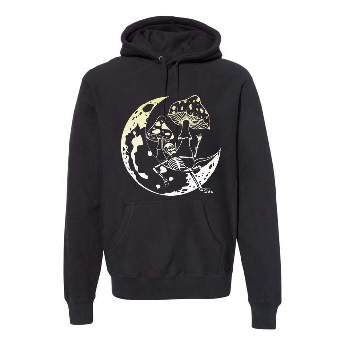 Goblincore Moon Aesthetic Mushroom Skeleton Premium Hoodie