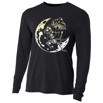 Goblincore Moon Aesthetic Mushroom Skeleton Cooling Performance Long Sleeve Crew