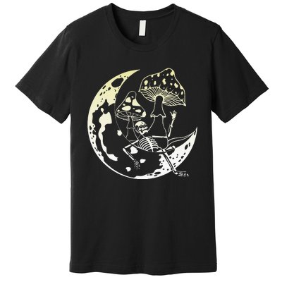 Goblincore Moon Aesthetic Mushroom Skeleton Premium T-Shirt