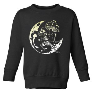 Goblincore Moon Aesthetic Mushroom Skeleton Toddler Sweatshirt