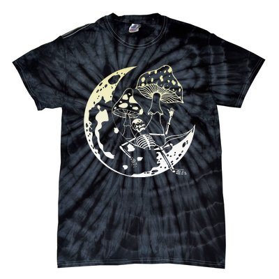 Goblincore Moon Aesthetic Mushroom Skeleton Tie-Dye T-Shirt