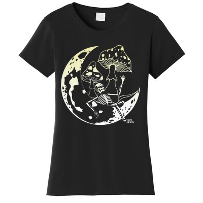 Goblincore Moon Aesthetic Mushroom Skeleton Women's T-Shirt