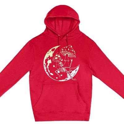 Goblincore Moon Aesthetic Mushroom Skeleton Premium Pullover Hoodie