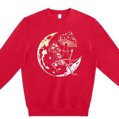 Goblincore Moon Aesthetic Mushroom Skeleton Premium Crewneck Sweatshirt