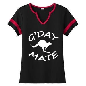 GDay Mate Australian Australia Land Down Under Ladies Halftime Notch Neck Tee