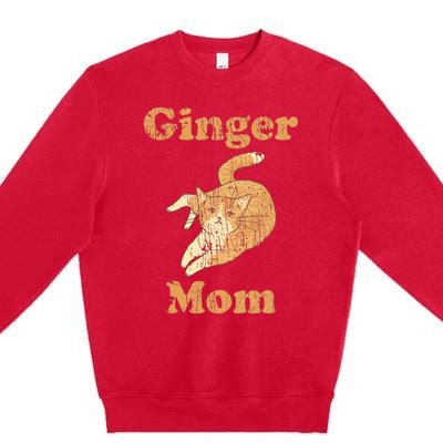 Ginger Mom Adorable Cat Feline Lover Cat Mom Premium Crewneck Sweatshirt