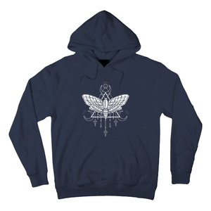 Goth Moth And Crescent Moon Creepy Hoodie