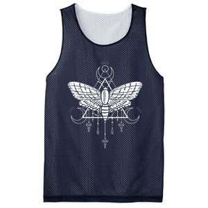 Goth Moth And Crescent Moon Creepy Mesh Reversible Basketball Jersey Tank