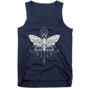 Goth Moth And Crescent Moon Creepy Tank Top