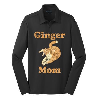 Ginger Mom Adorable Cat Feline Lover Silk Touch Performance Long Sleeve Polo