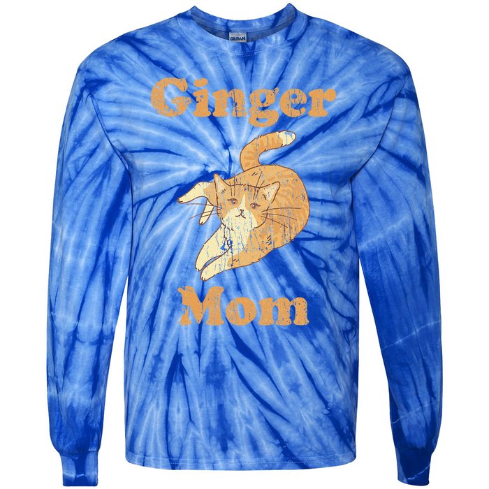 Ginger Mom Adorable Cat Feline Lover Tie-Dye Long Sleeve Shirt