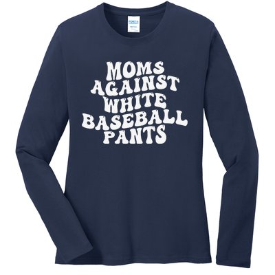 Groovy Moms Against White Baseball Pants Ladies Long Sleeve Shirt