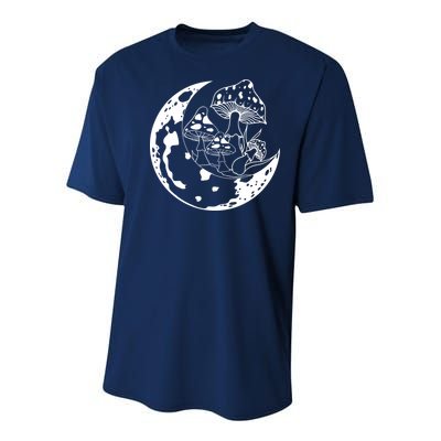 Goblincore Moon Aesthetic Dark Academia Mushroom Youth Performance Sprint T-Shirt