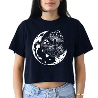 Goblincore Moon Aesthetic Dark Academia Mushroom Crop Top