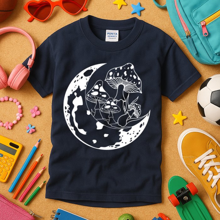 Goblincore Moon Aesthetic Dark Academia Mushroom Kids T-Shirt